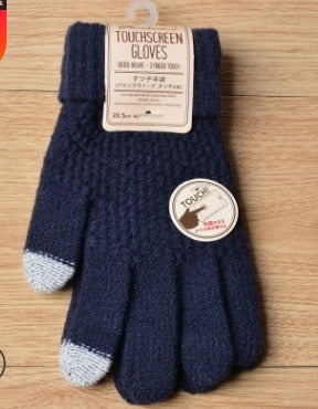 Winter Touch Screen Gloves Women Men Warm Stretch Knit Mittens Imitation Wool