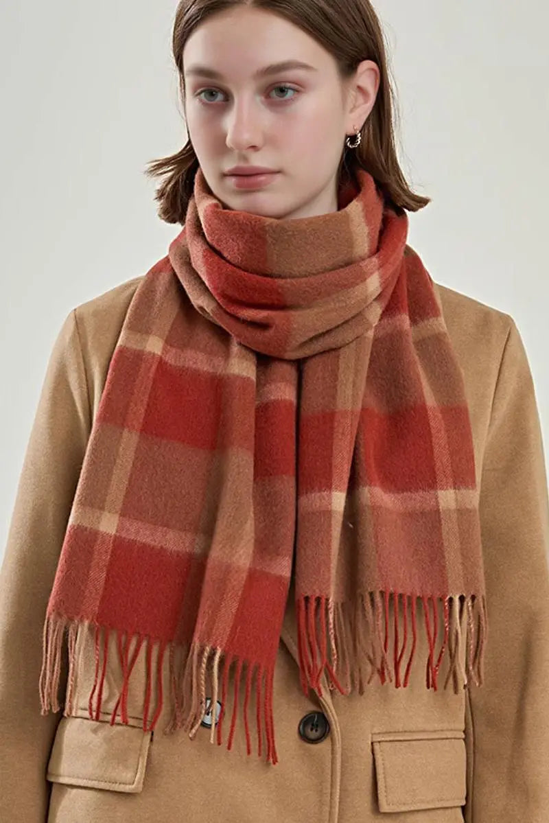 Classic Extra Long 100 Wool Plaid Scarf