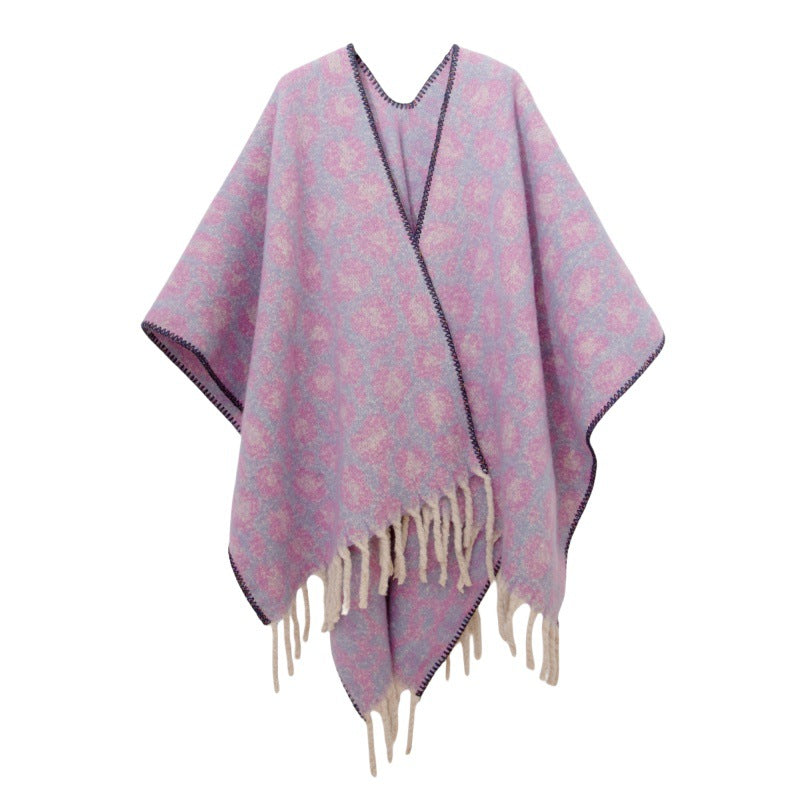Fringed Jacquard Blanket Shawl Wrap Scarf