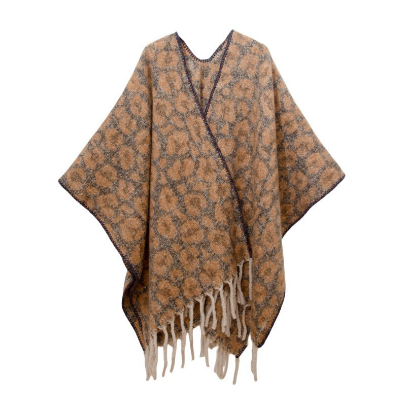 Fringed Jacquard Blanket Shawl Wrap Scarf