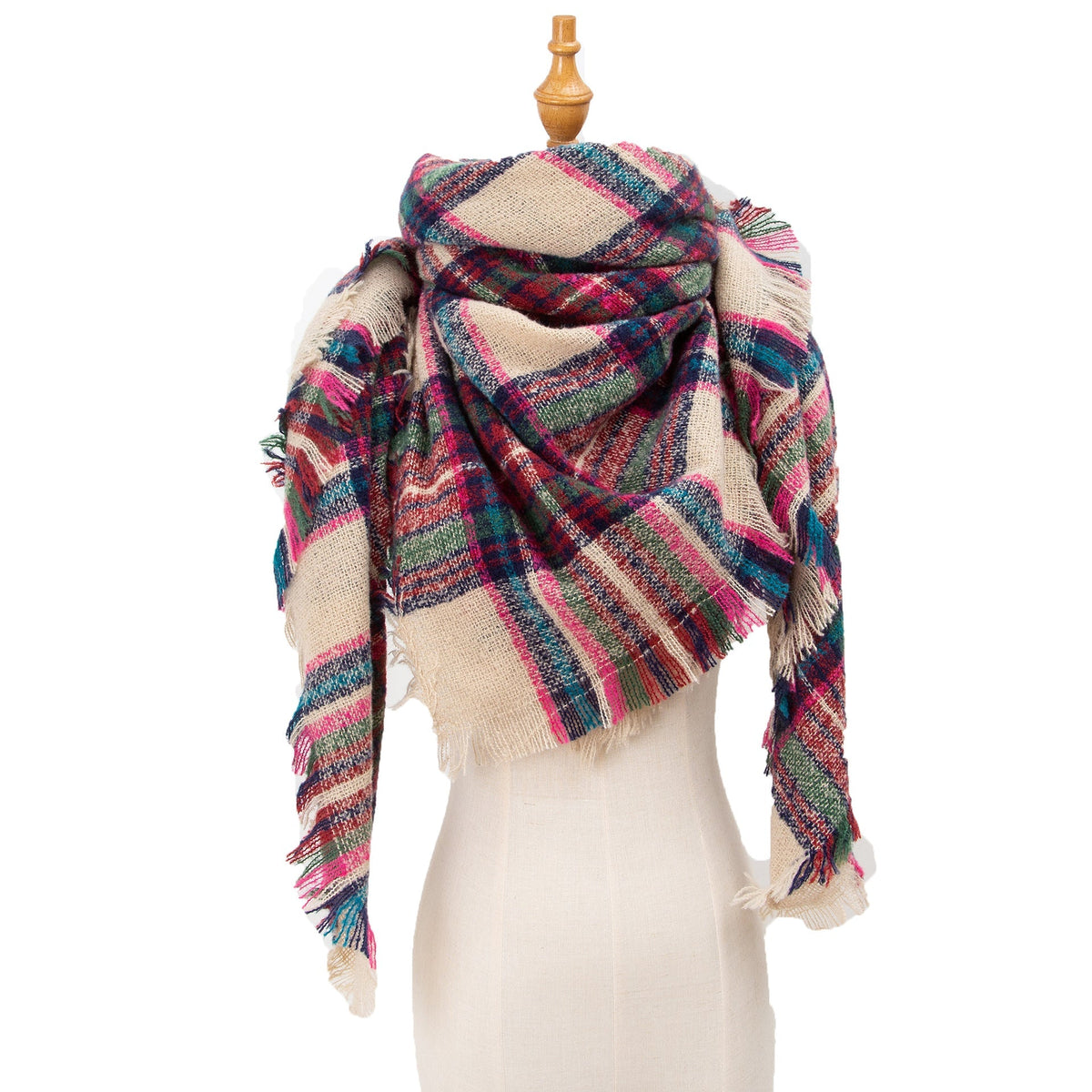 Tartan Plaid Fringe Blanket Scarf Wrap