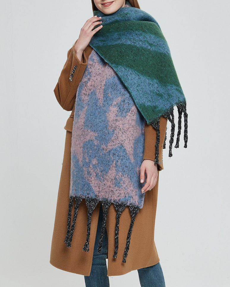 Star and Stripe Tassel Blanket Scarf