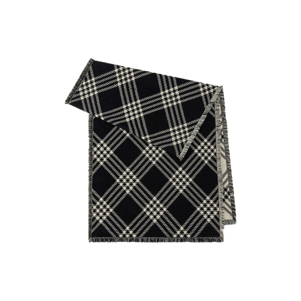 Oversized Check Blanket Scarf With Fringe