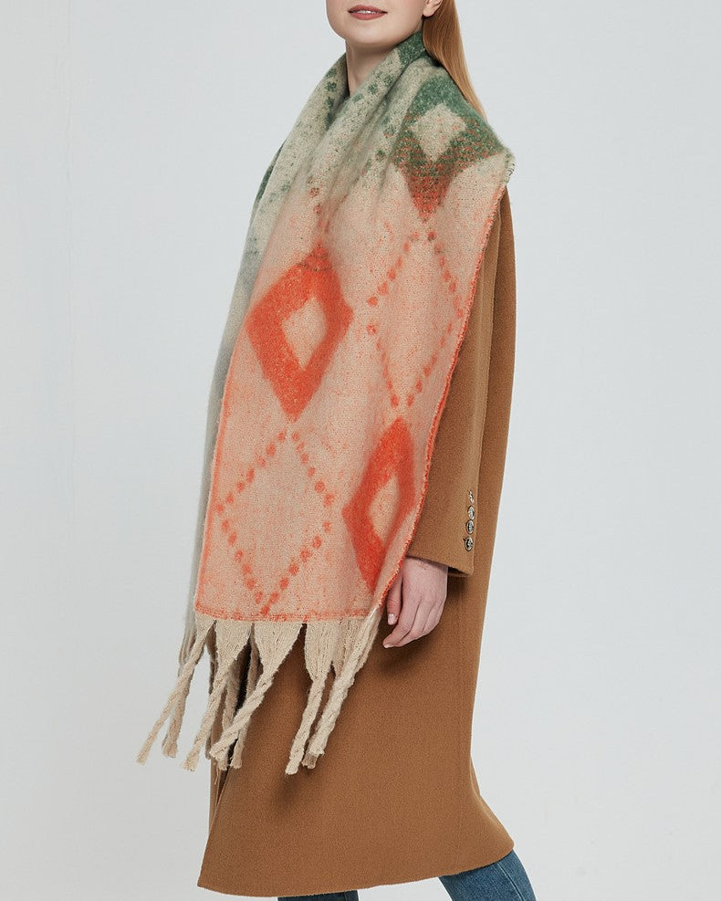 Diamond Argyle Fringe Blanket Scarf Wrap