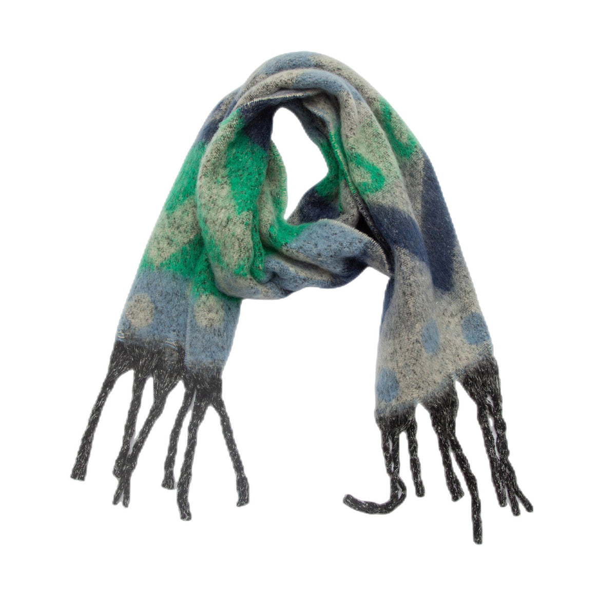 Geometric Colour Block Tassel Wrap Scarf