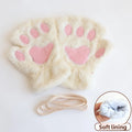 Cat Paw Fuzzy Fingerless Gloves – Soft Plush Winter Mittens