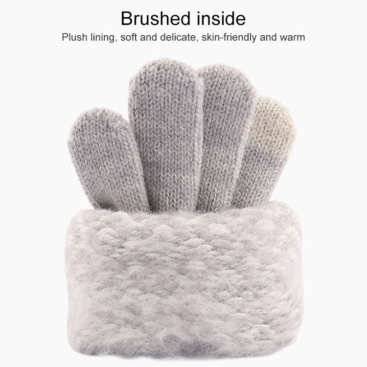Winter Touch Screen Gloves Women Men Warm Stretch Knit Mittens Imitation Wool Thicken Full Finger Gloves(Yellow)