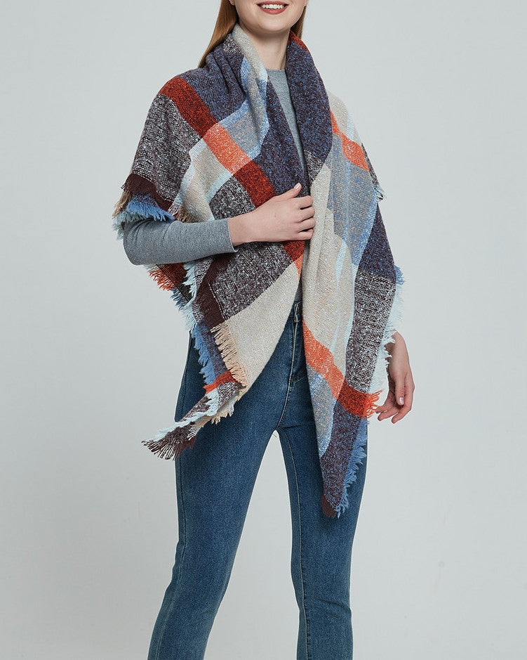 Oversized Tartan Plaid Blanket Scarf