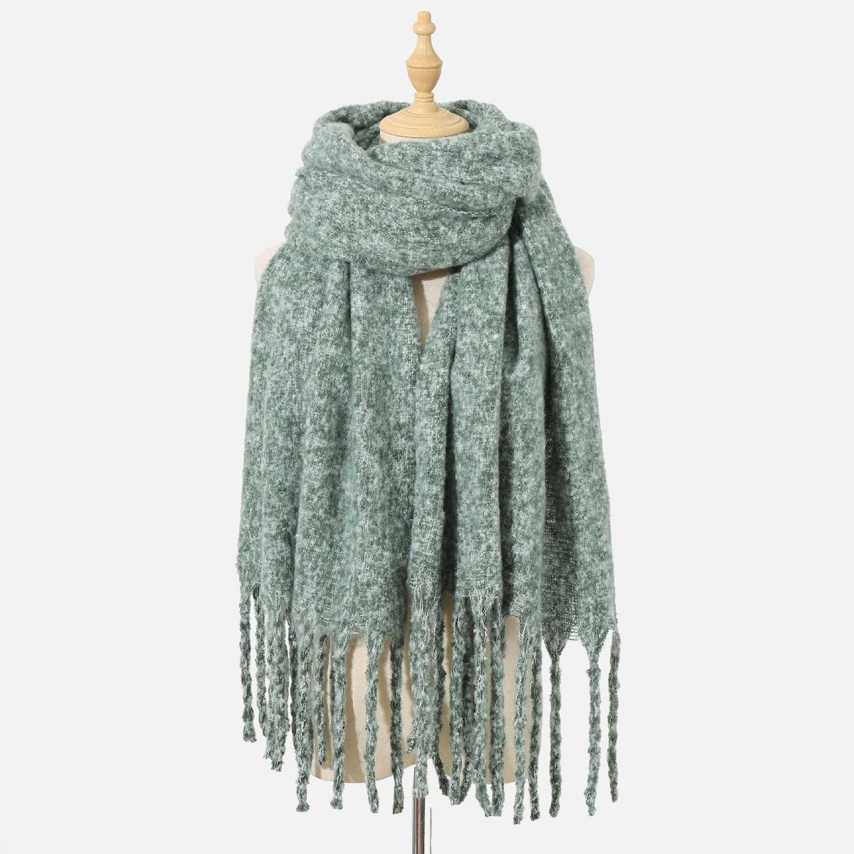 Chunky Boucle Fringe Blanket Scarf