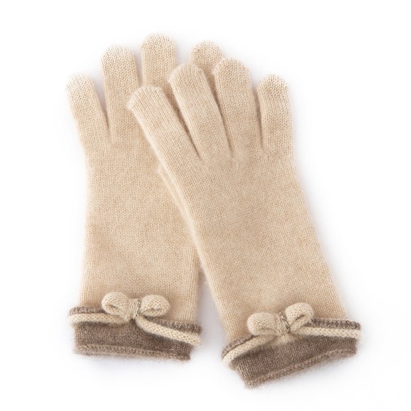 Womens 100% Cashmere Gloves with Bow Cashmere Dress Gloves
